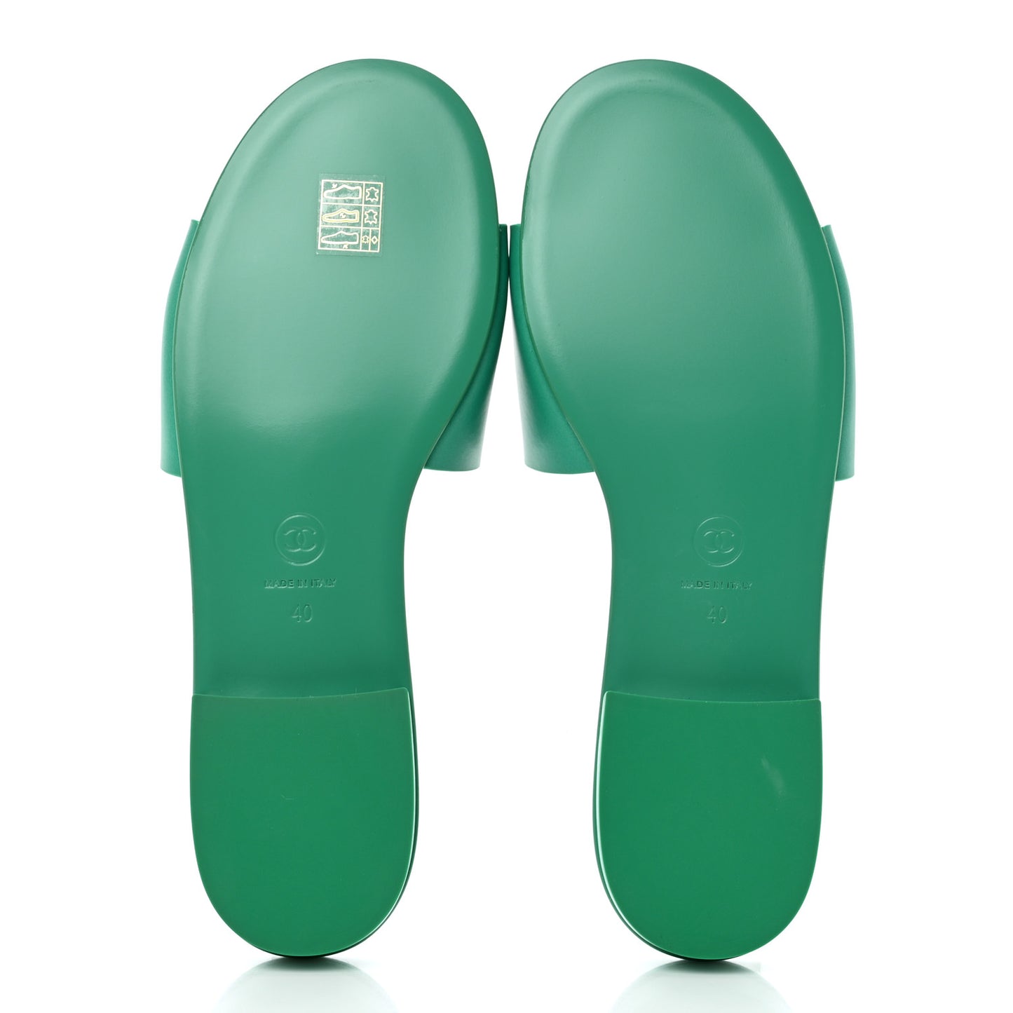 Calfskin Patent Calfskin Logo Mules 40 Green White