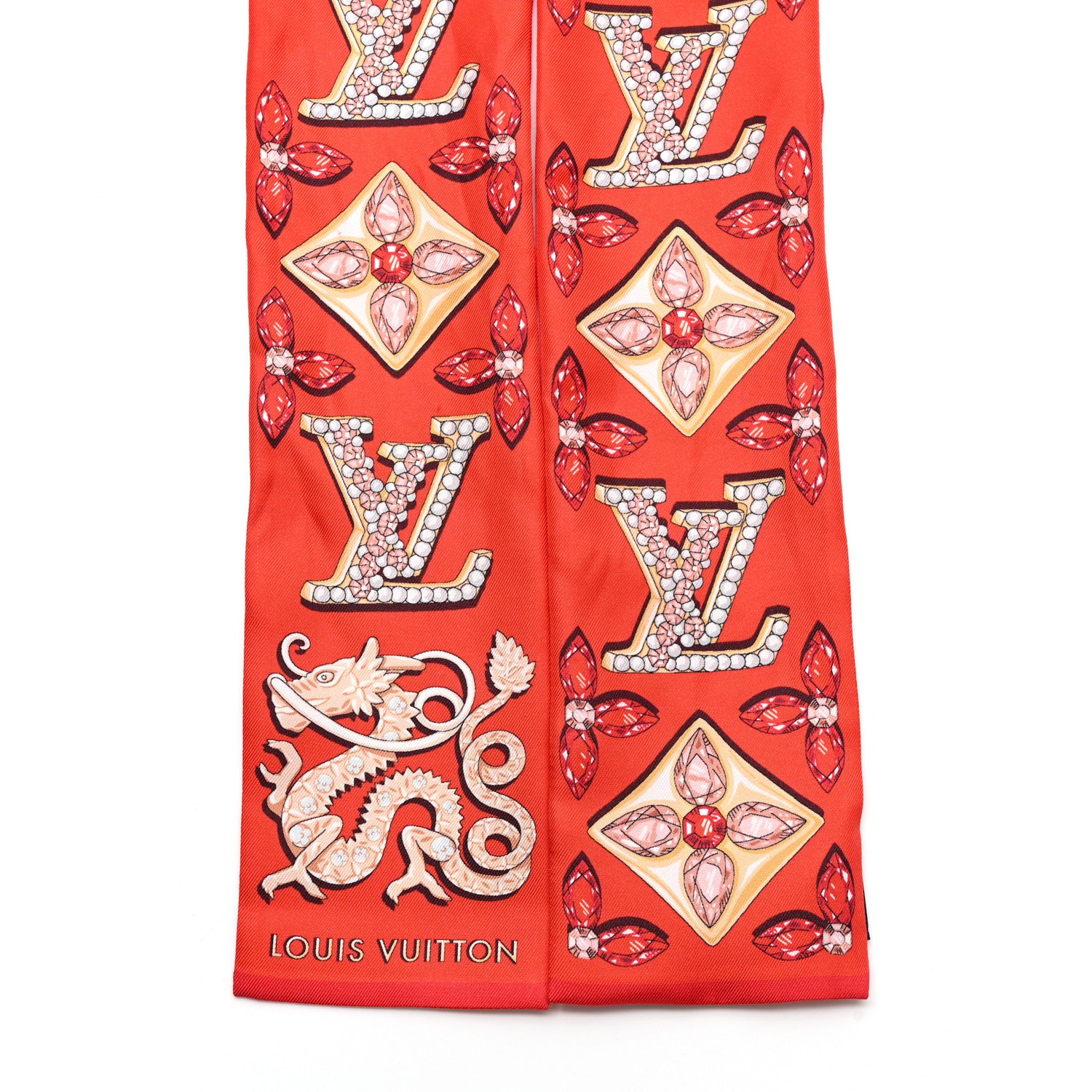 ✨極美品 LOUIS VUITTON M00491 モノグラム リボンスカーフ Louis Vuitton Silk Monogram Precious Dragon Bandeau Rouge 1793257