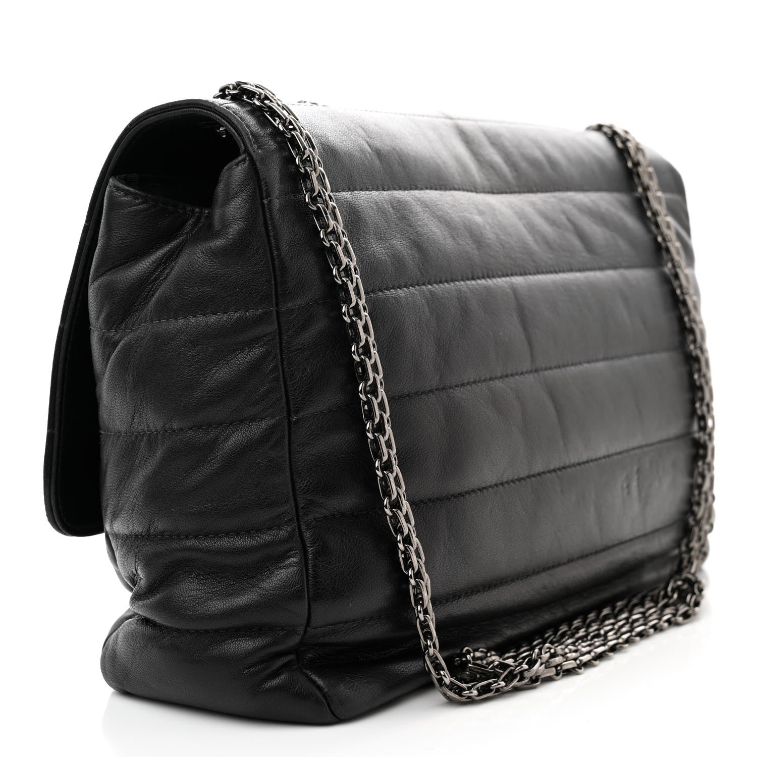 Chanel Lambskin Horizontal Quilt Jumbo Mademoiselle Flap Black 3 of 12