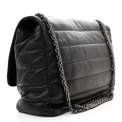 Chanel Lambskin Horizontal Quilt Jumbo Mademoiselle Flap Black 3 of 12