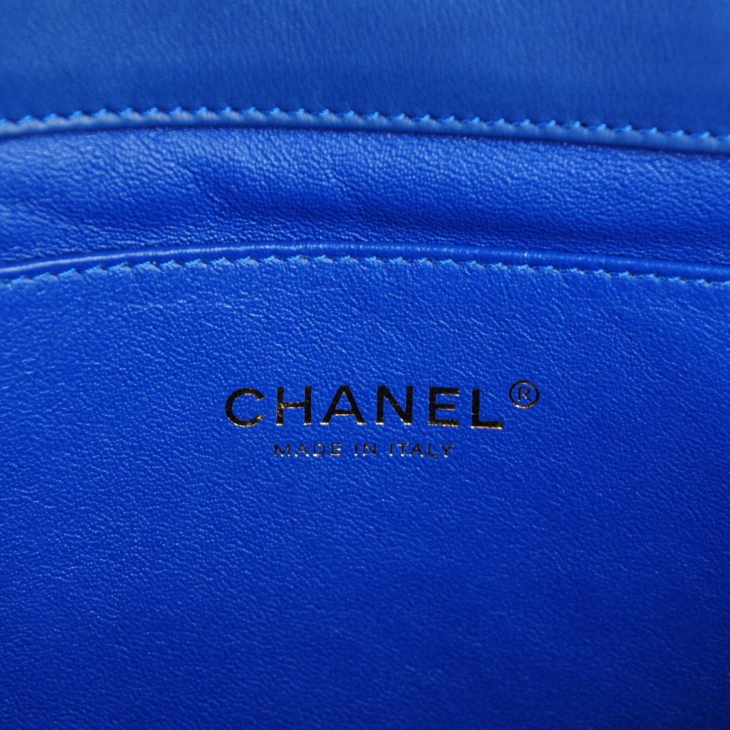 Calfskin Stitched Thin City Flap Blue