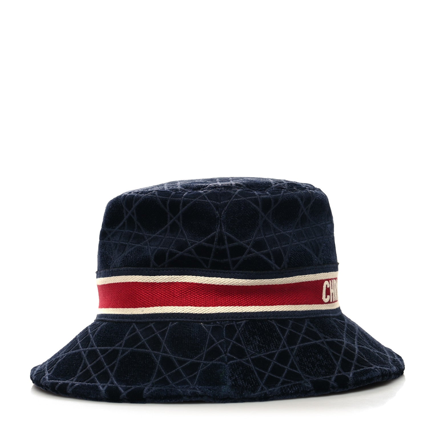 Christian Dior Velvet Cannage Bob Bucket Hat Bleu Red 6 of 8