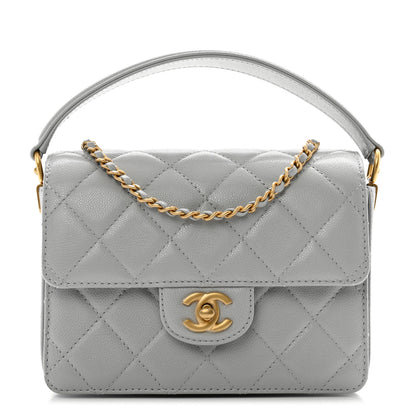 Chanel Shiny Caviar Quilted Mini Top Handle Flap Bag Grey 1 of 11