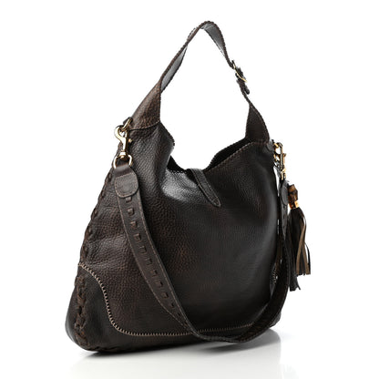 Gucci Calfskin Large New Jackie Shoulder Bag Dark Brown 3 of 9
