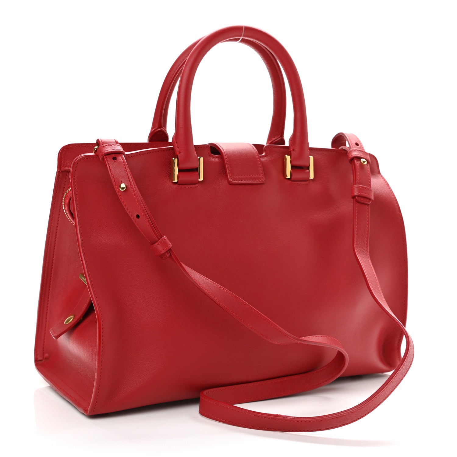 Saint Laurent Calfskin Small Monogram Cabas Lipstick Red 3 of 10