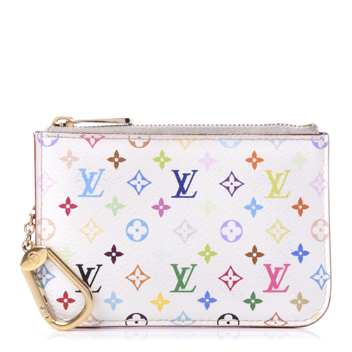 Louis Vuitton Monogram Multicolor Key Pouch White Litchi 1 of 10