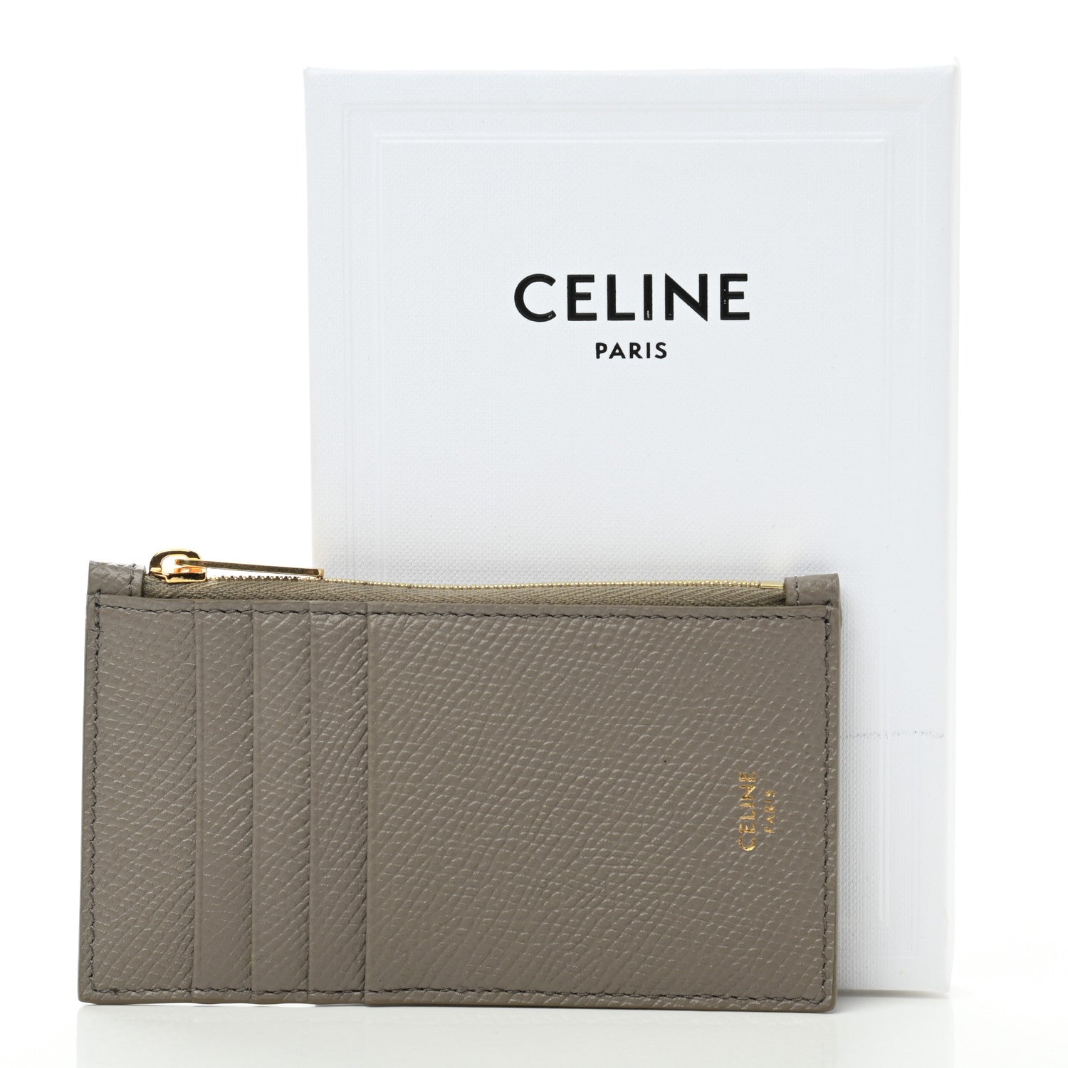 Celine Grained Calfskin Zipped Card Holder Pebble 8 of 8
