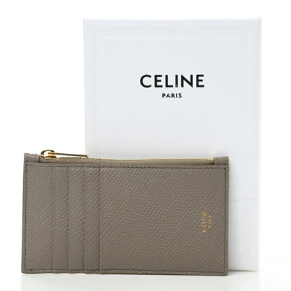 Celine Grained Calfskin Zipped Card Holder Pebble 8 of 8