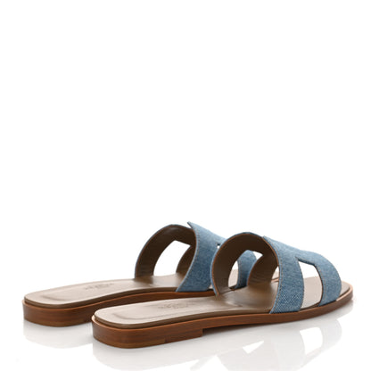 Hermes Denim Canvas Oran Sandals 36 Bleu Clair 4 of 9