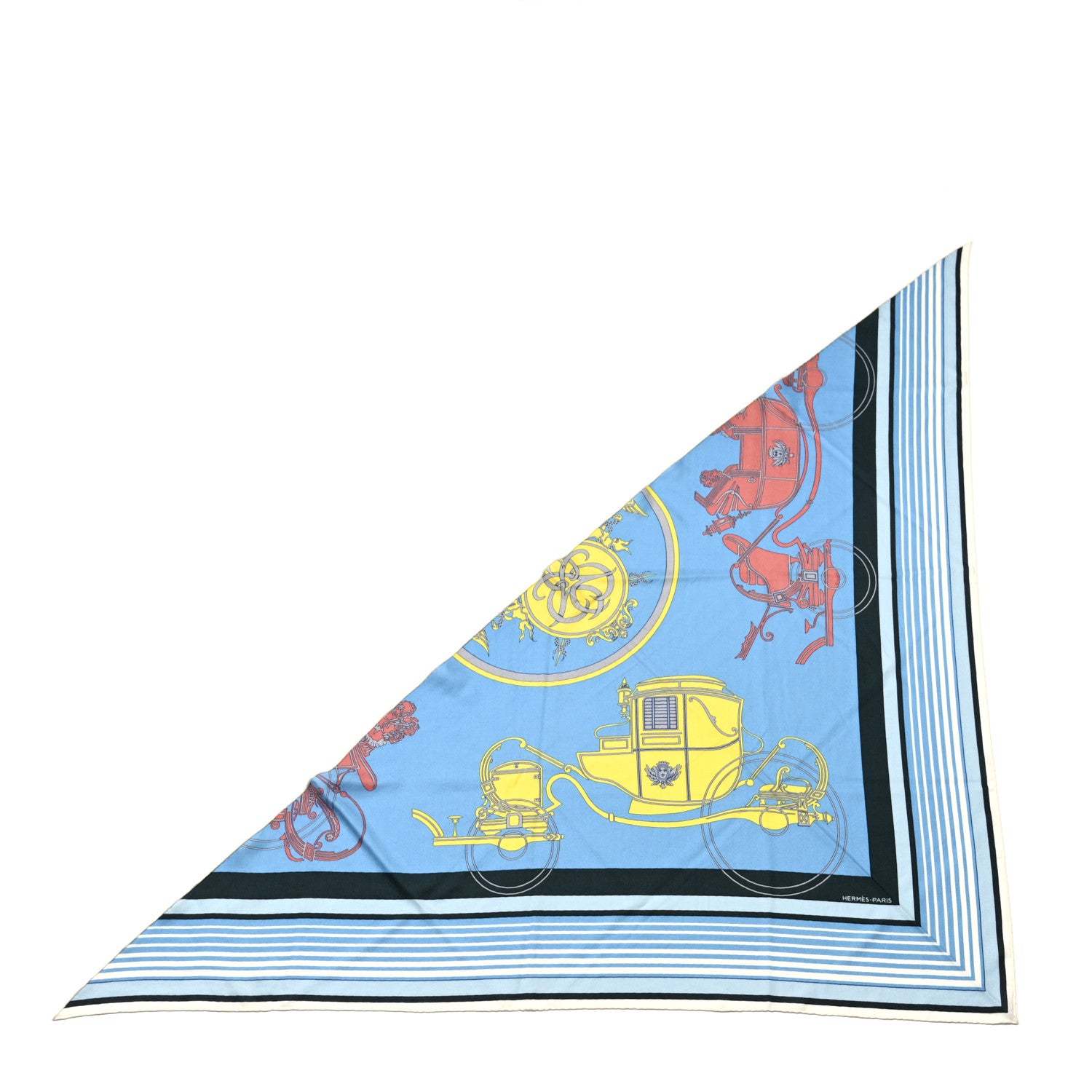 Hermes Cashmere Silk Ex-Libris Triangle Scarf Bleu Ciel Jaune Rose 1 of 4