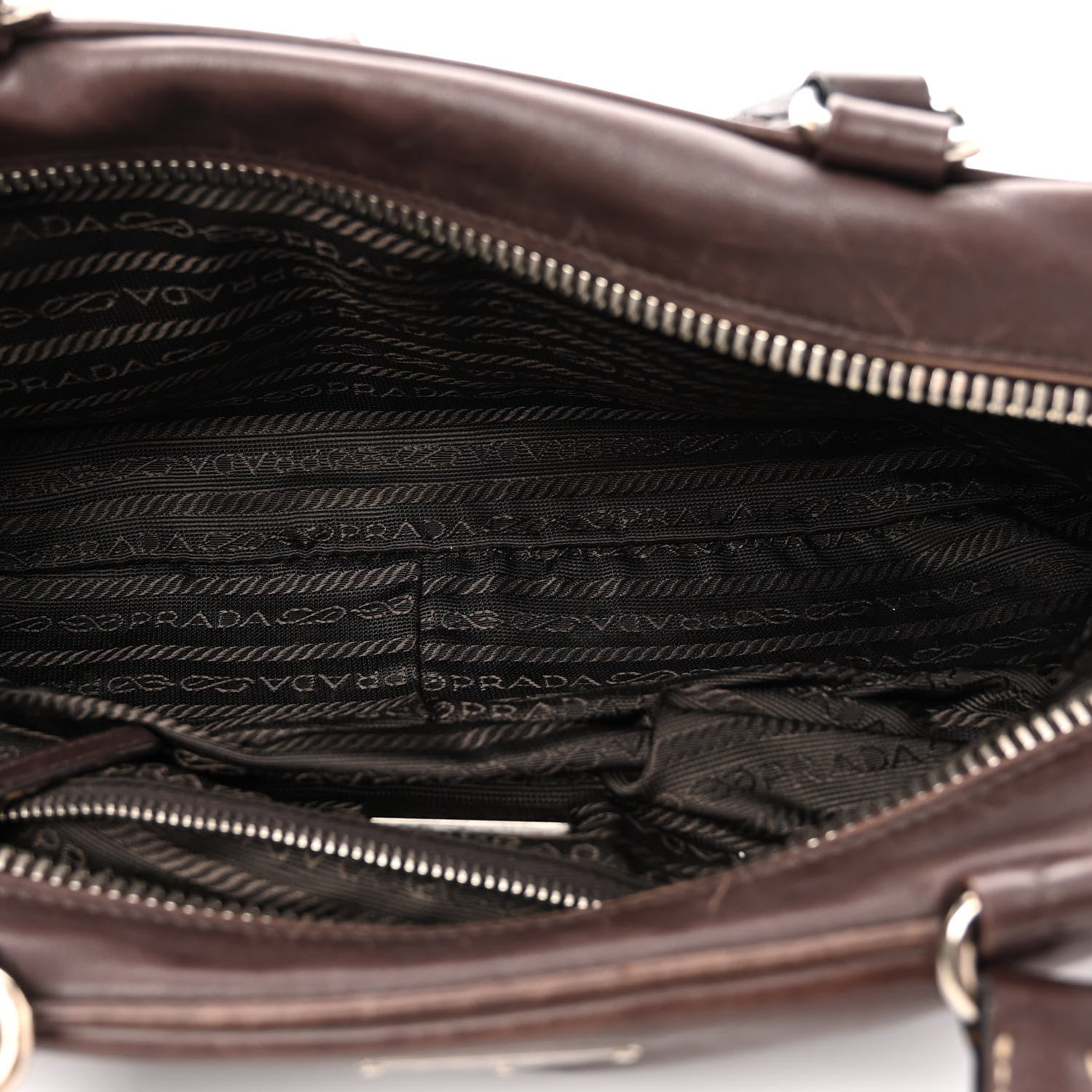 Prada Soft Calf Push Lock Pocket Shoulder Bag Brown 5 of 11