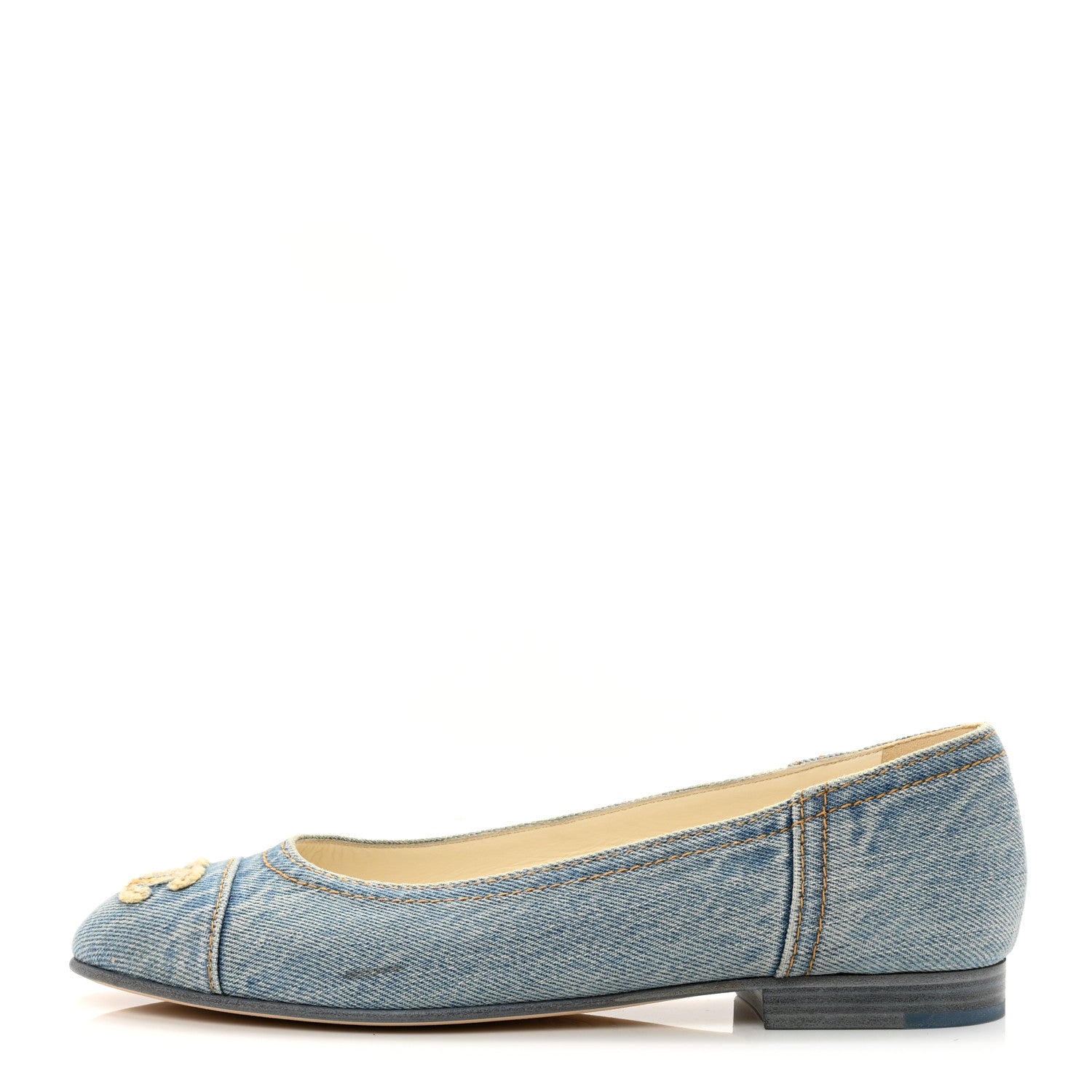 Chanel Denim CC Cap Toe Ballerina Flats 38 Light Blue 1 of 8