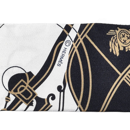 Hermes Silk Ex-Libris Twilly White Marine Gris 3 of 4