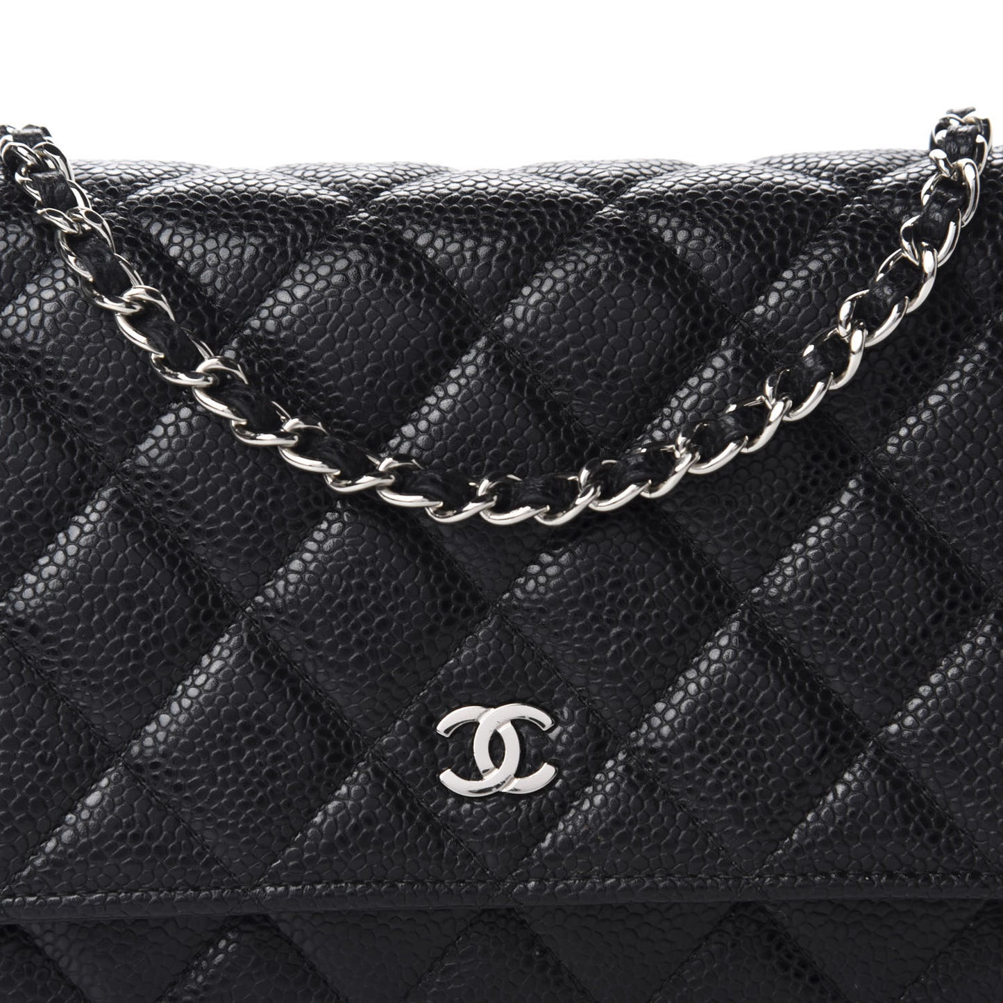 Caviar Quilted Wallet On Chain WOC Black