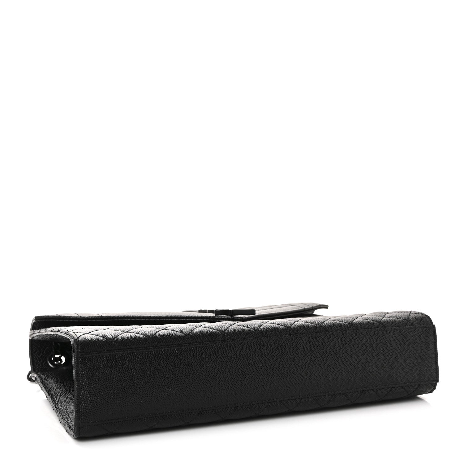 Saint Laurent Grain De Poudre Textured Mixed Matelasse Large Triquilt Monogram Monochrome Satchel Black 4 of 10