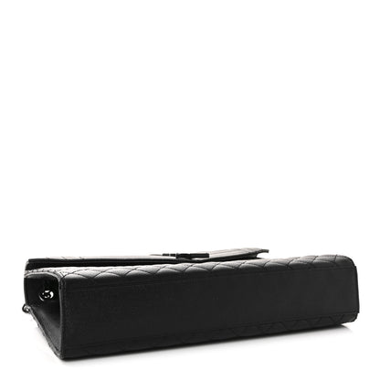 Saint Laurent Grain De Poudre Textured Mixed Matelasse Large Triquilt Monogram Monochrome Satchel Black 4 of 10