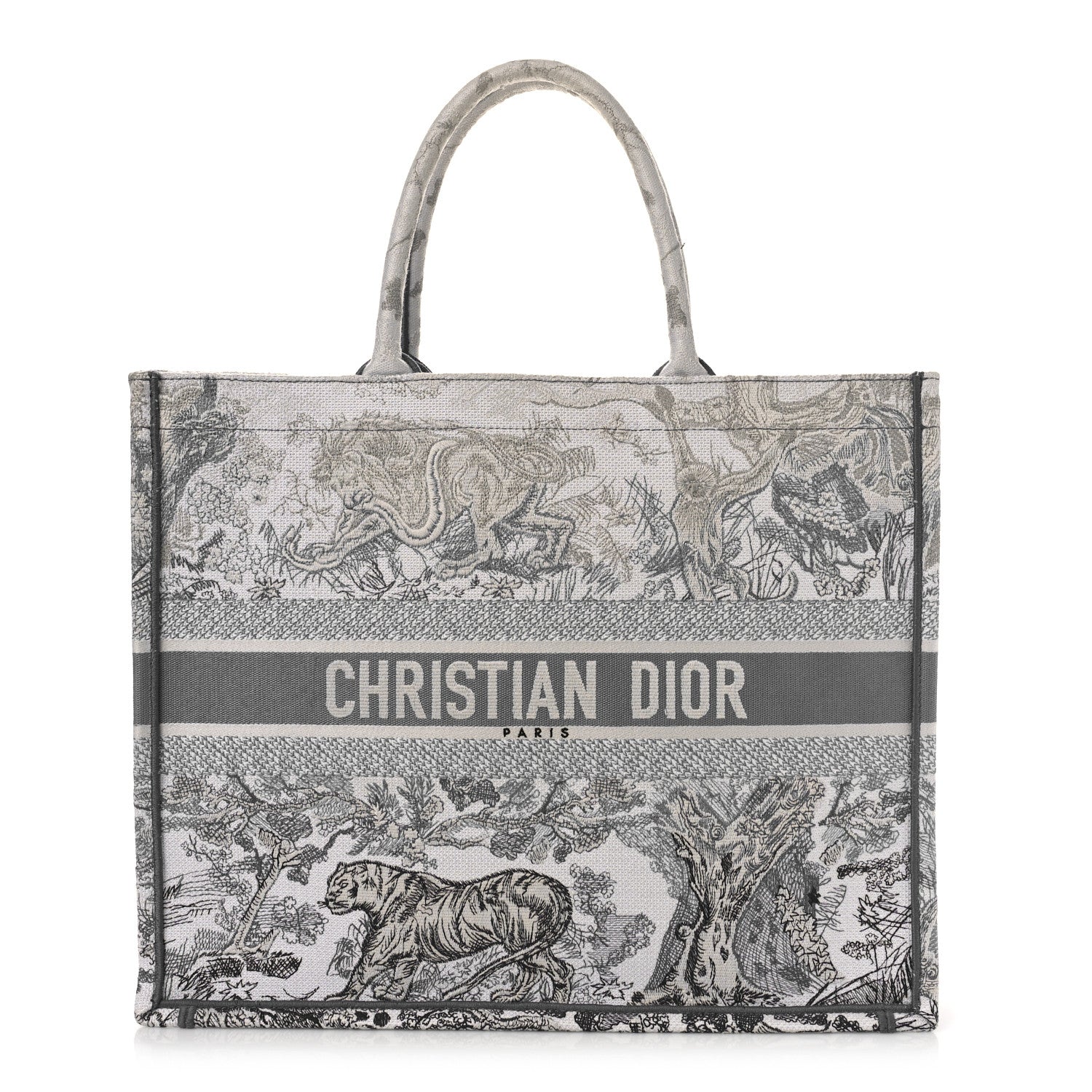 Christian Dior Gradient Canvas Embroidered Large Dioriviera Toile De Jouy Book Tote Grey 1 of 9