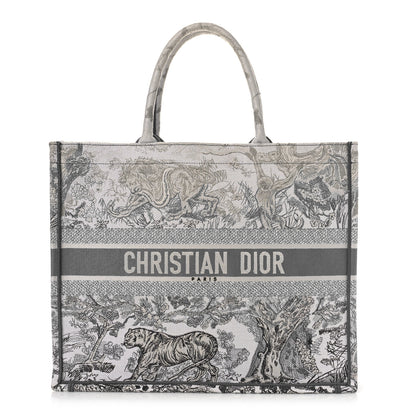Christian Dior Gradient Canvas Embroidered Large Dioriviera Toile De Jouy Book Tote Grey 1 of 9