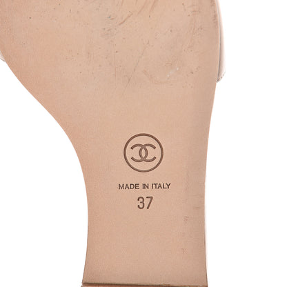 Chanel Lambskin Cork Camellia Sandals 37 Beige 7 of 8