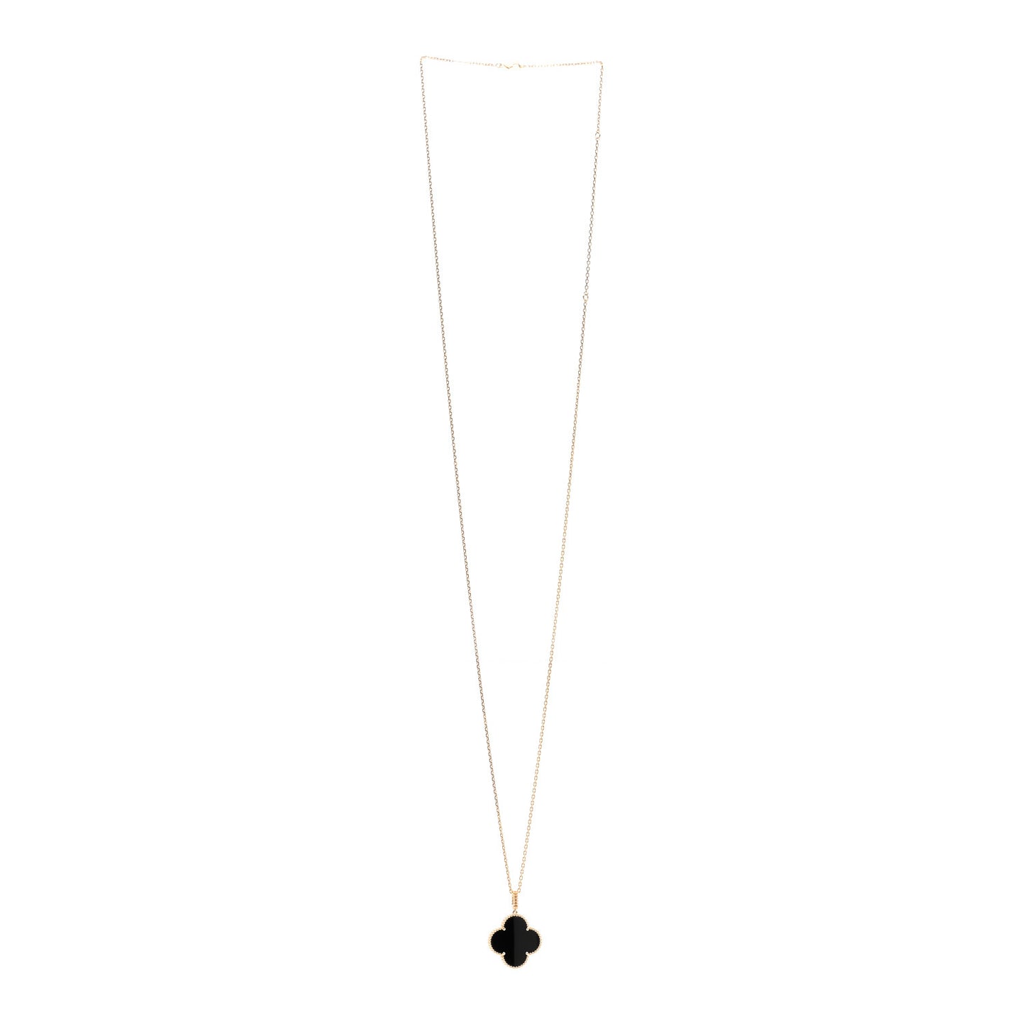 18K Yellow Gold Black Onyx Magic Alhambra Pendant Necklace
