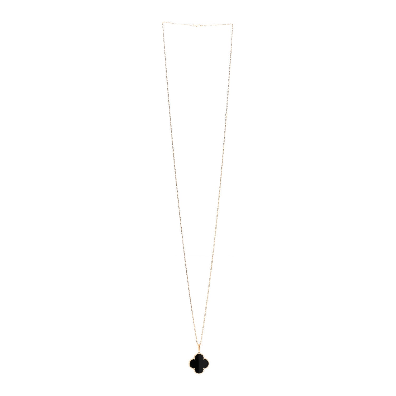 Van Cleef & Arpels 18K Yellow Gold Black Onyx Magic Alhambra Pendant Necklace 3 of 6
