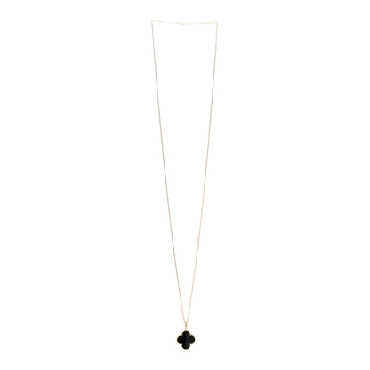Van Cleef & Arpels 18K Yellow Gold Black Onyx Magic Alhambra Pendant Necklace 3 of 6