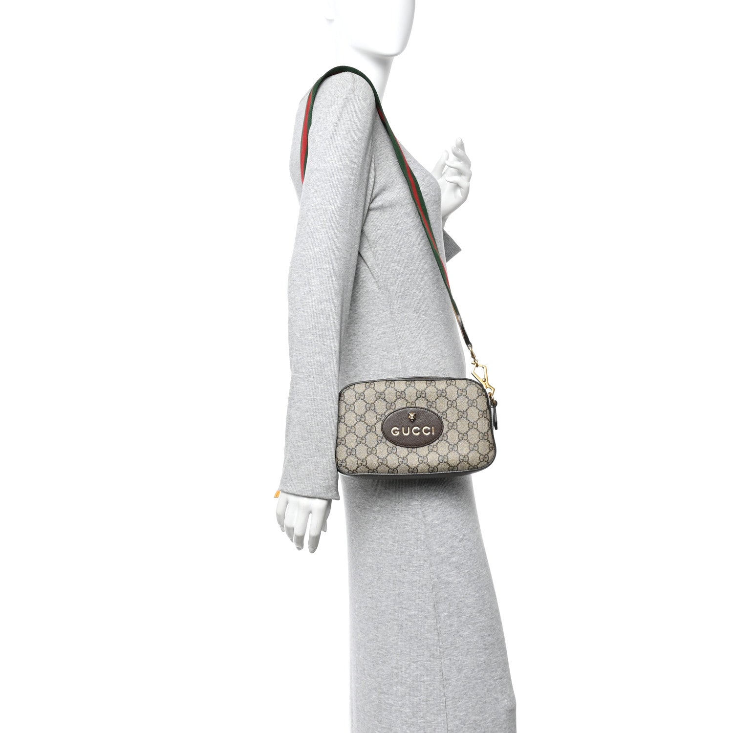 Gucci GG Supreme Monogram Web Neo Vintage Shoulder Bag Beige New Acero Crop 2 of 10