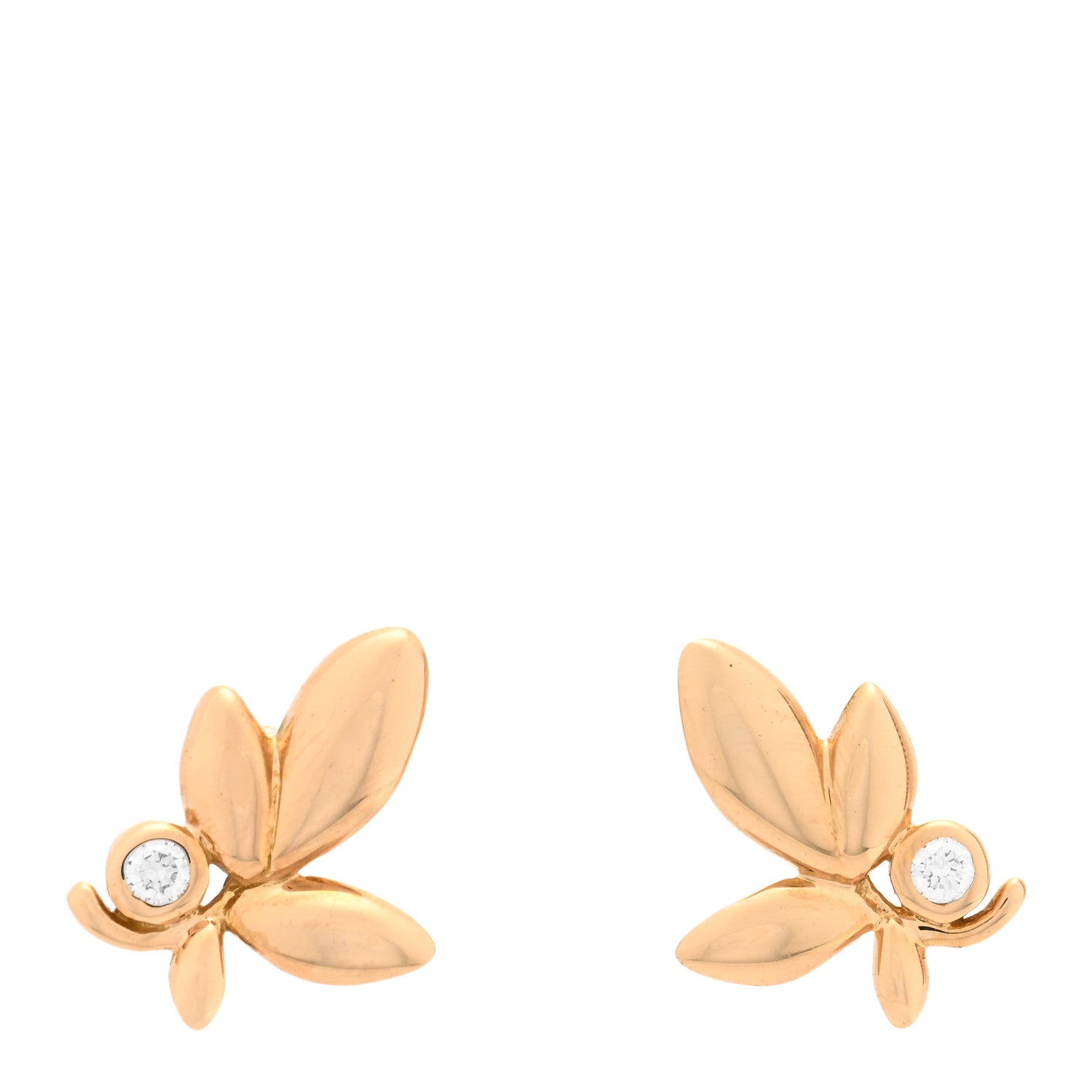 Tiffany 18K Rose Gold Diamond Paloma Picasso Olive Leaf Earrings 1 of 5