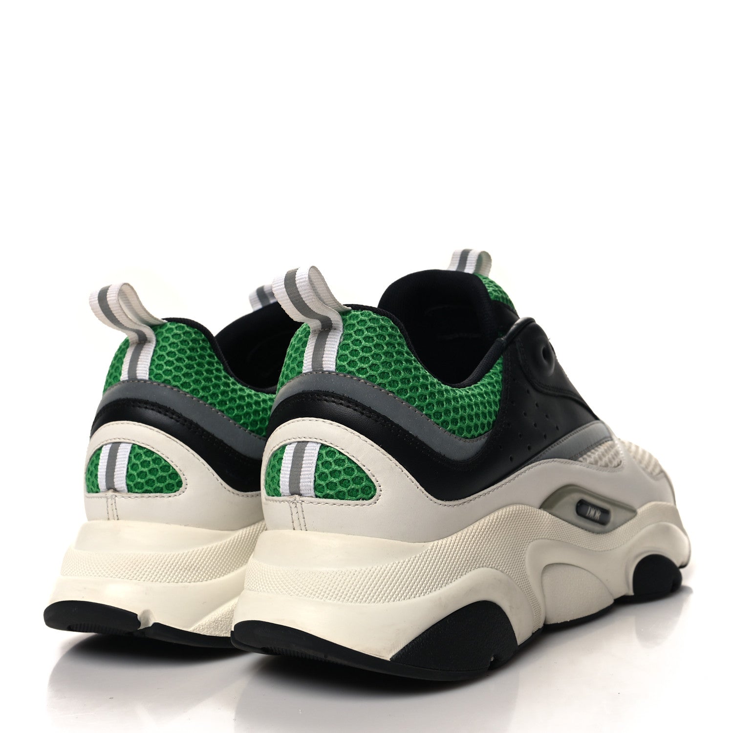Christian Dior Technical Mesh Calfskin Mens B22 Sneakers 44 Green Black White 4 of 7