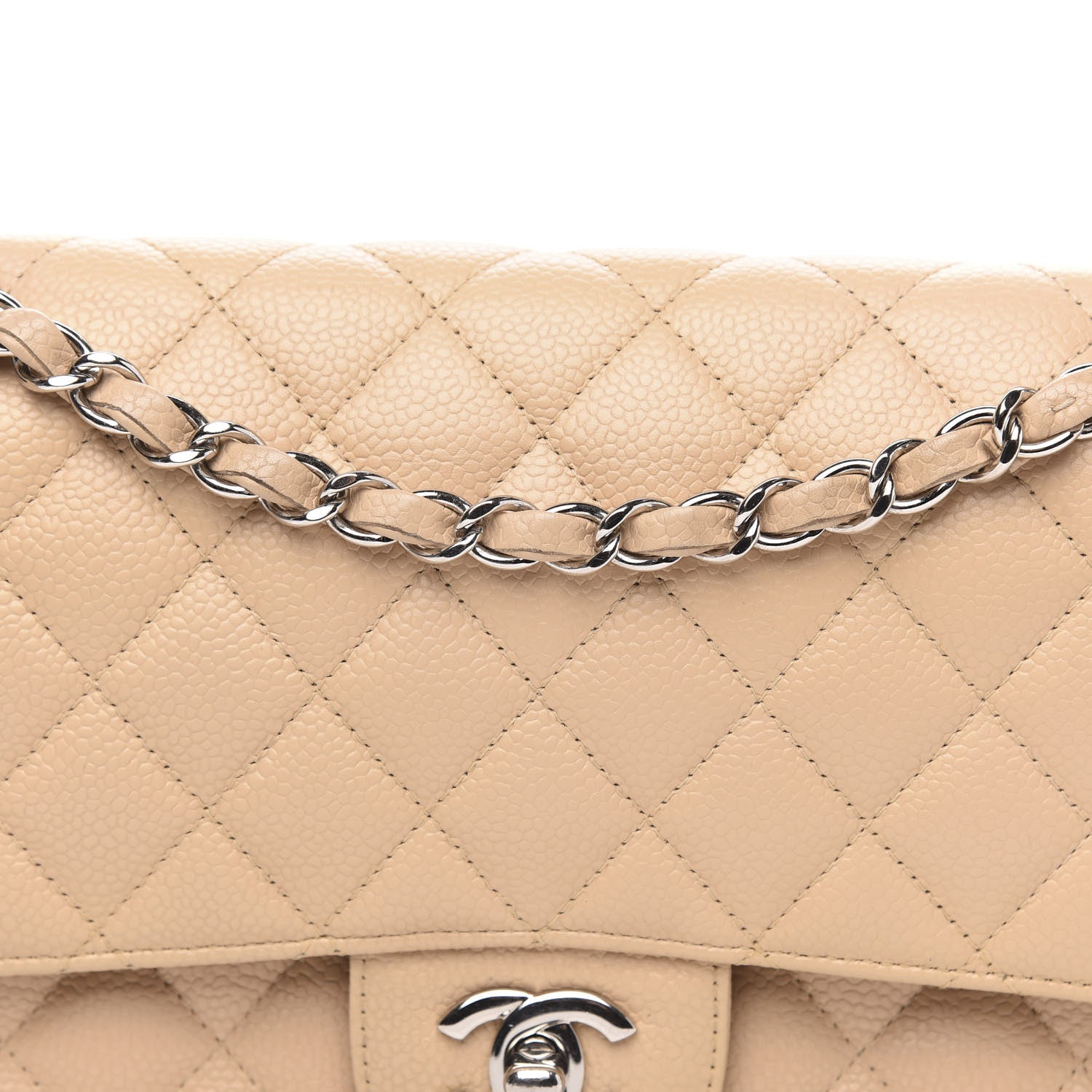 Chanel Caviar Quilted Medium Double Flap Beige 12 of 12