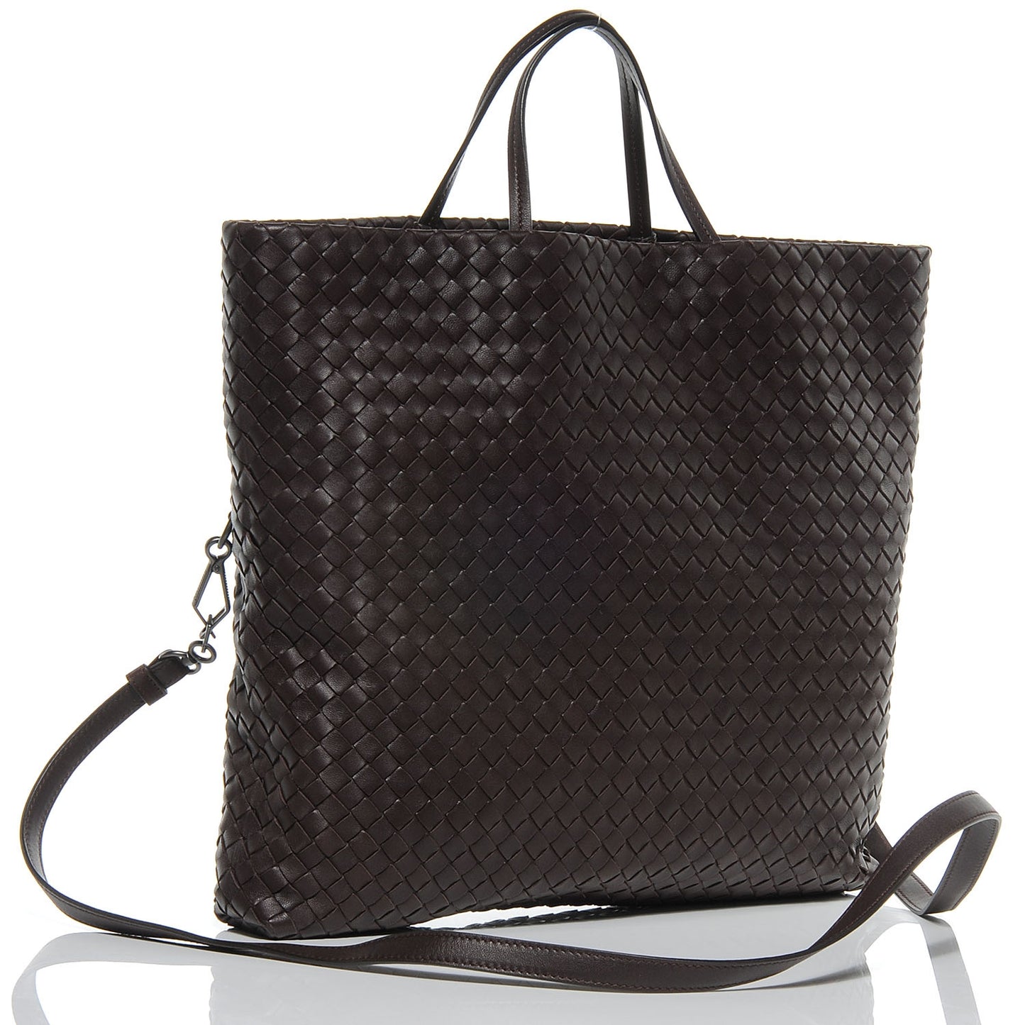 Nappa Intrecciato Messenger Tote Coffee Brown
