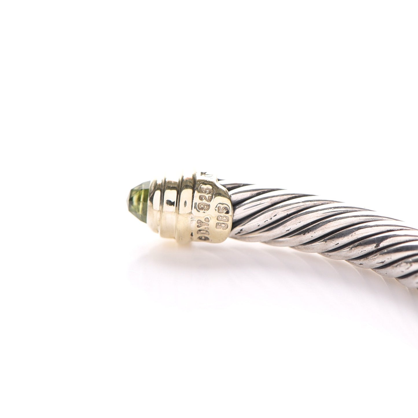 Sterling Silver 14K Yellow Gold Peridot 5mm Cable Classics Bracelet