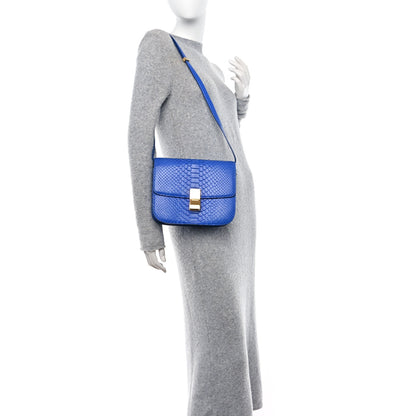 Celine Snakeskin Medium Classic Box Flap Blue 2 of 12