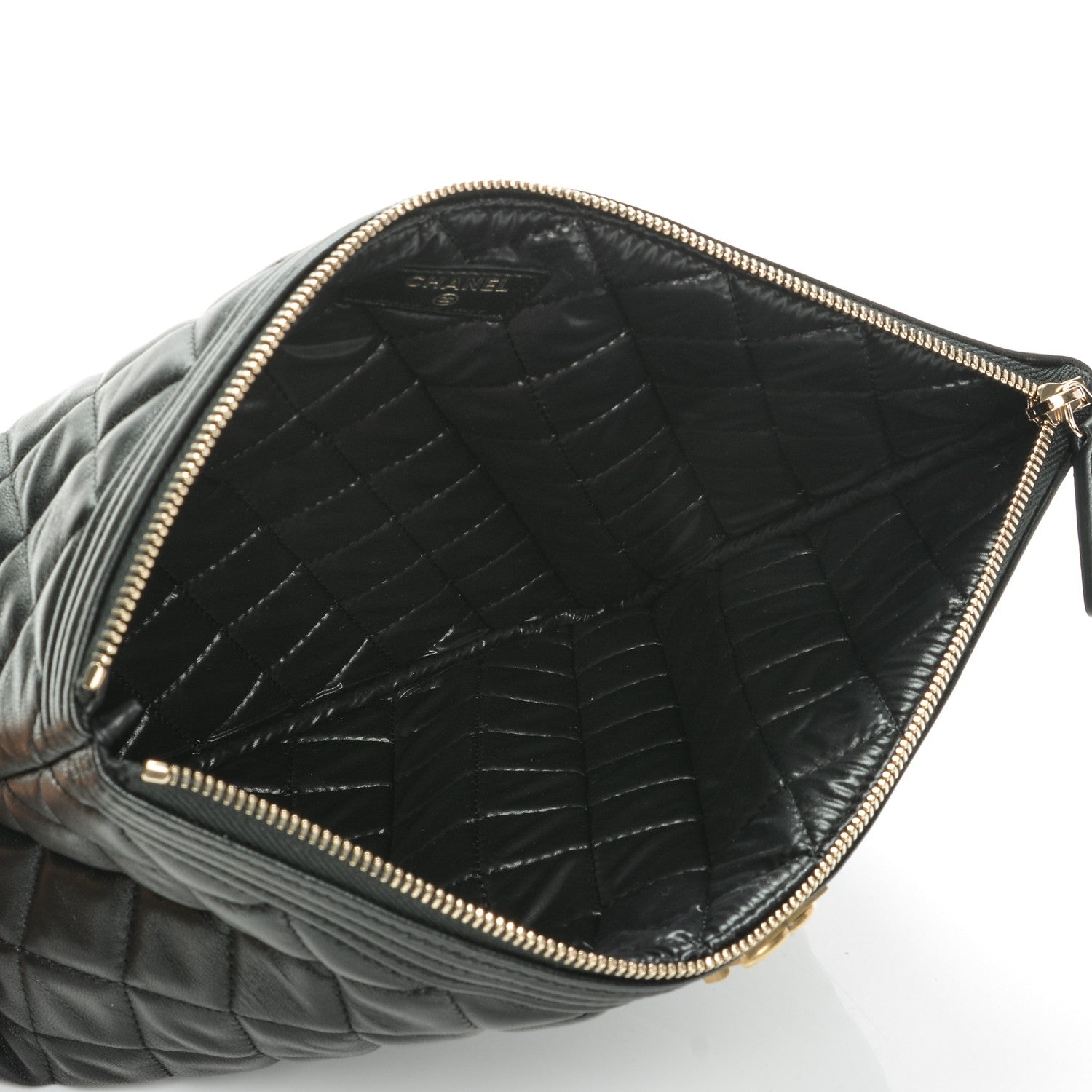 Chanel Lambskin Quilted Medium Boy Cosmetic Case Black 5 of 7