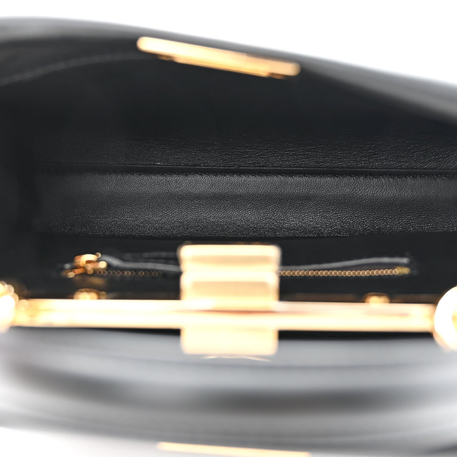 Fendi Vitello Seta Shiny Nappa Mini Peekaboo Iconic Satchel Black 5 of 12