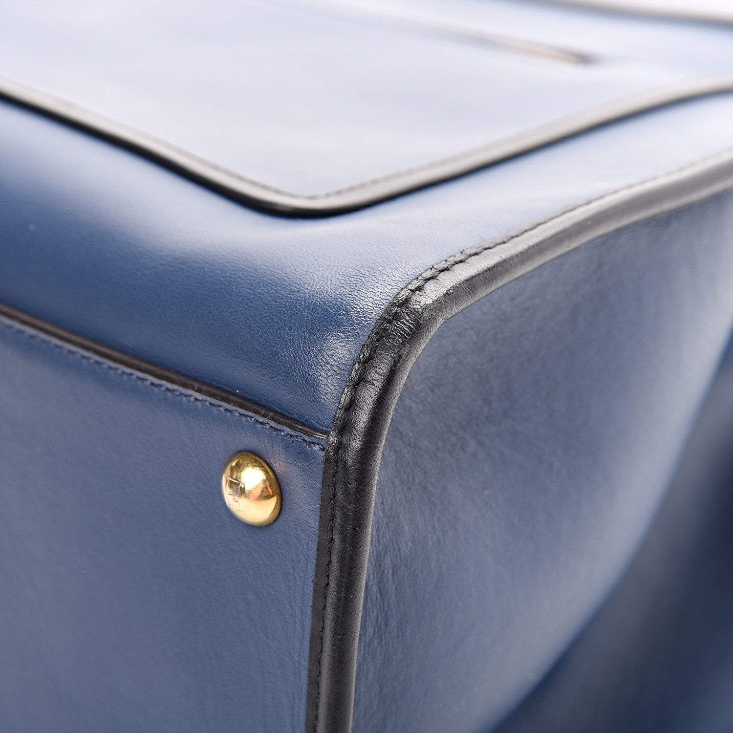 Fendi Vitello Century Opaco F is Fendi Bi-Color Regular Runaway Satchel Blu Scuro 9 of 13