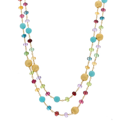 Marco Bicego 18K Yellow Gold Multi Gemstone Long Necklace 1 of 5