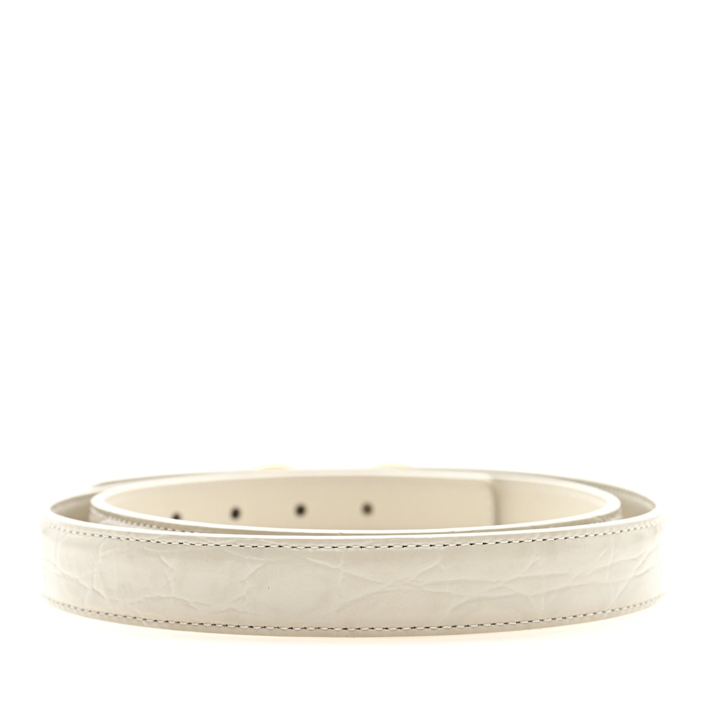 Calfskin Crocodile Embossed Maillon 20mm Cintura Belt 80 32 Crema Soft