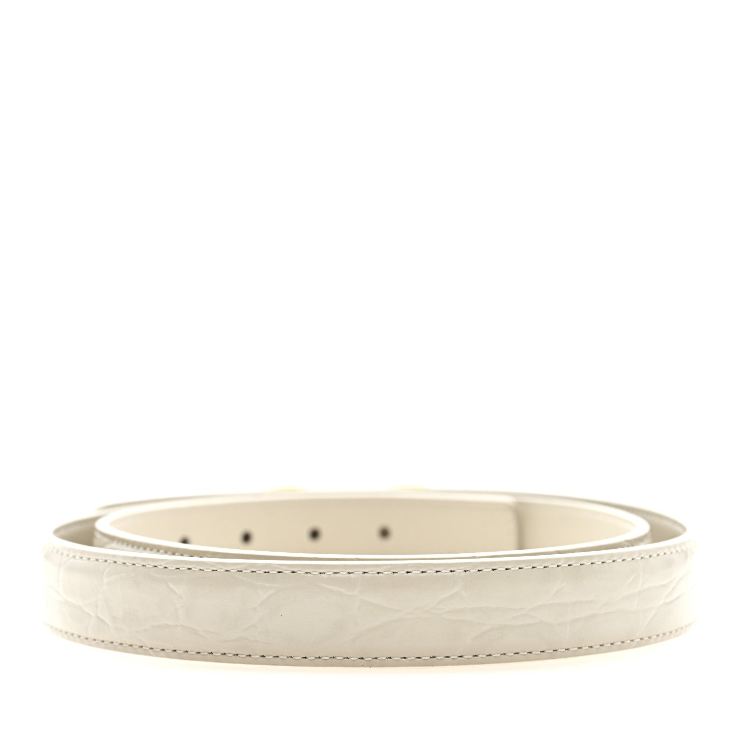 Saint Laurent Calfskin Crocodile Embossed Maillon 20mm Cintura Belt 80 32 Crema Soft 2 of 4