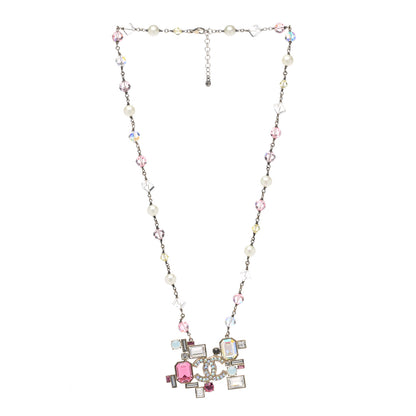 Chanel Baguette Crystal Large CC Necklace Pink 3 of 8