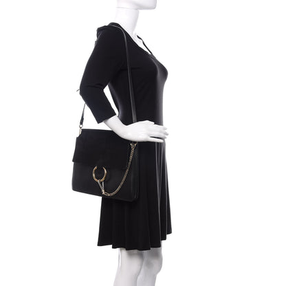 Chloe Suede Calfskin Medium Faye Shoulder Bag Black 2 of 10