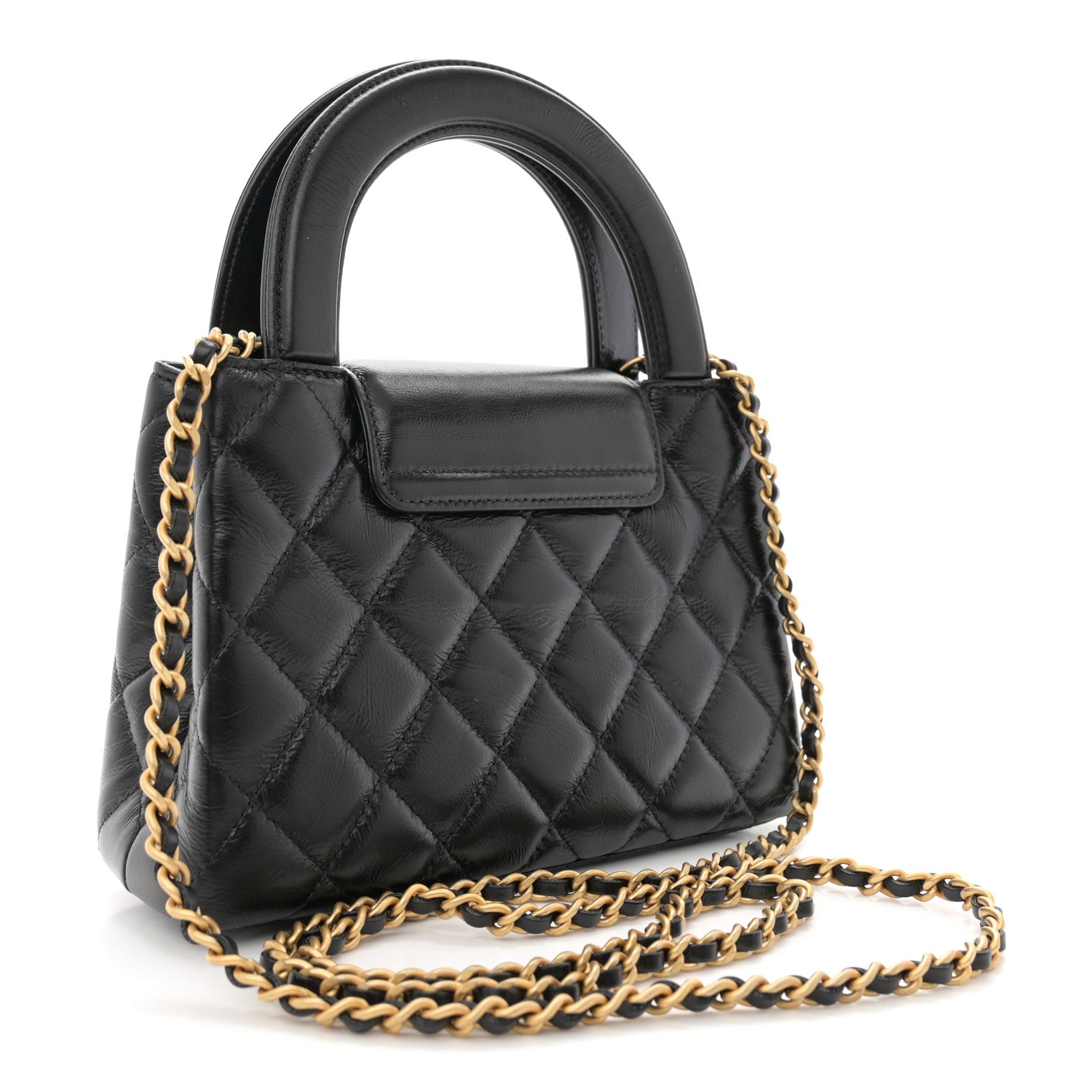 Chanel Shiny Aged Calfskin Quilted Nano Kelly Shopper Black 3 of 11