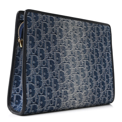 Christian Dior Denim Jacquard Oblique 30 Montaigne Dea Pouch  Blue 3 of 10