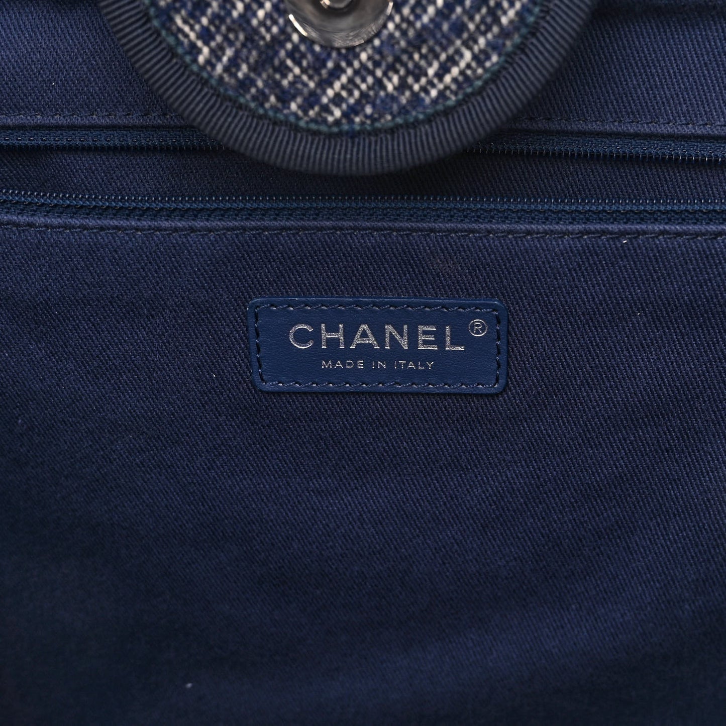 Mixed Fibers Calfskin Medium Deauville Tote Blue
