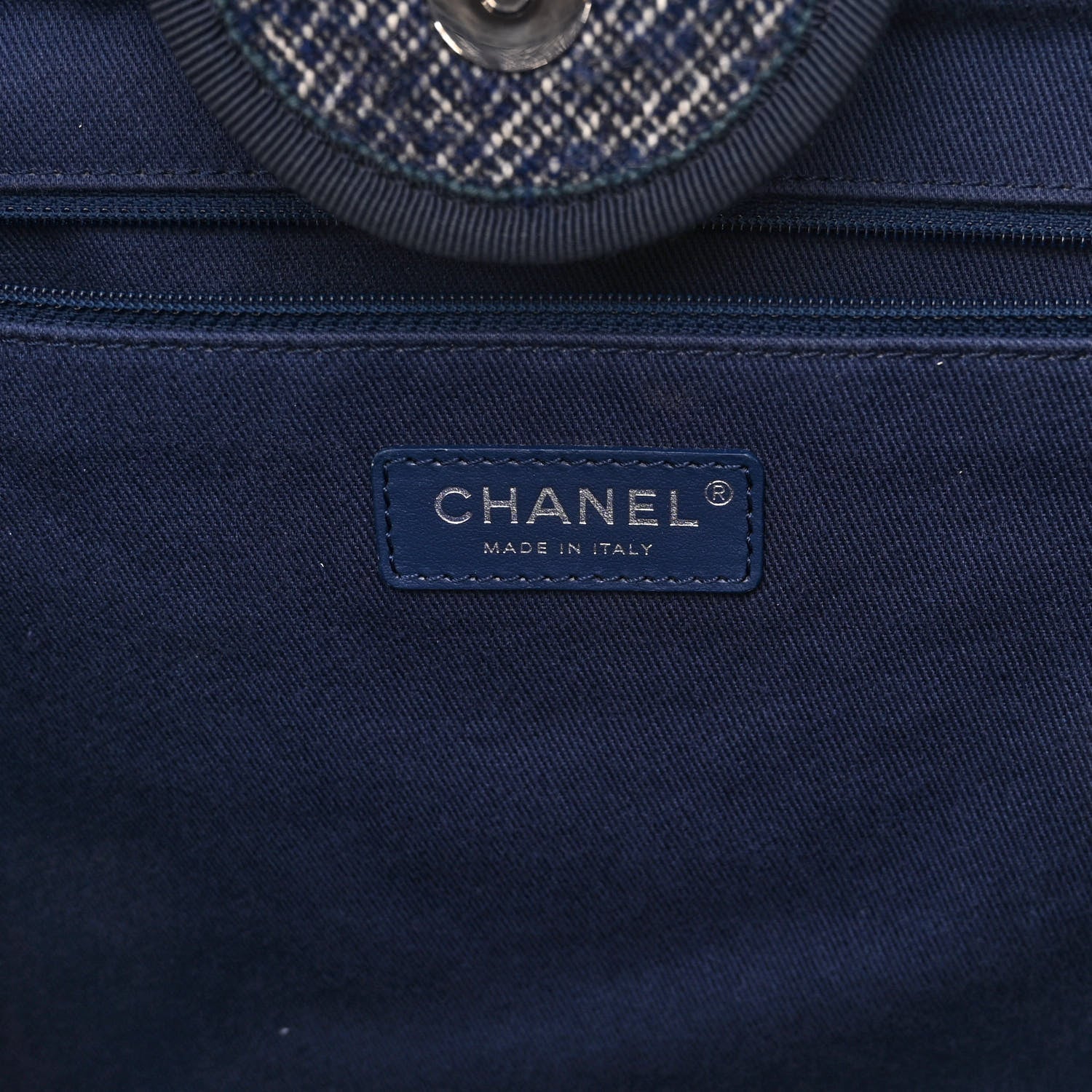 Chanel Mixed Fibers Calfskin Medium Deauville Tote Blue 6 of 11