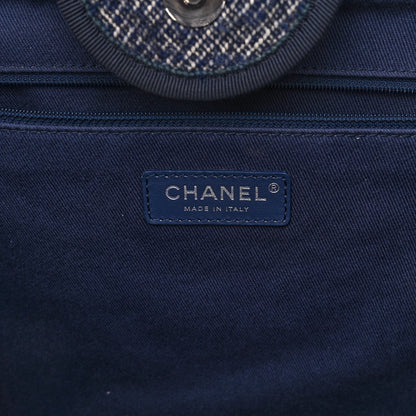 Chanel Mixed Fibers Calfskin Medium Deauville Tote Blue 6 of 11