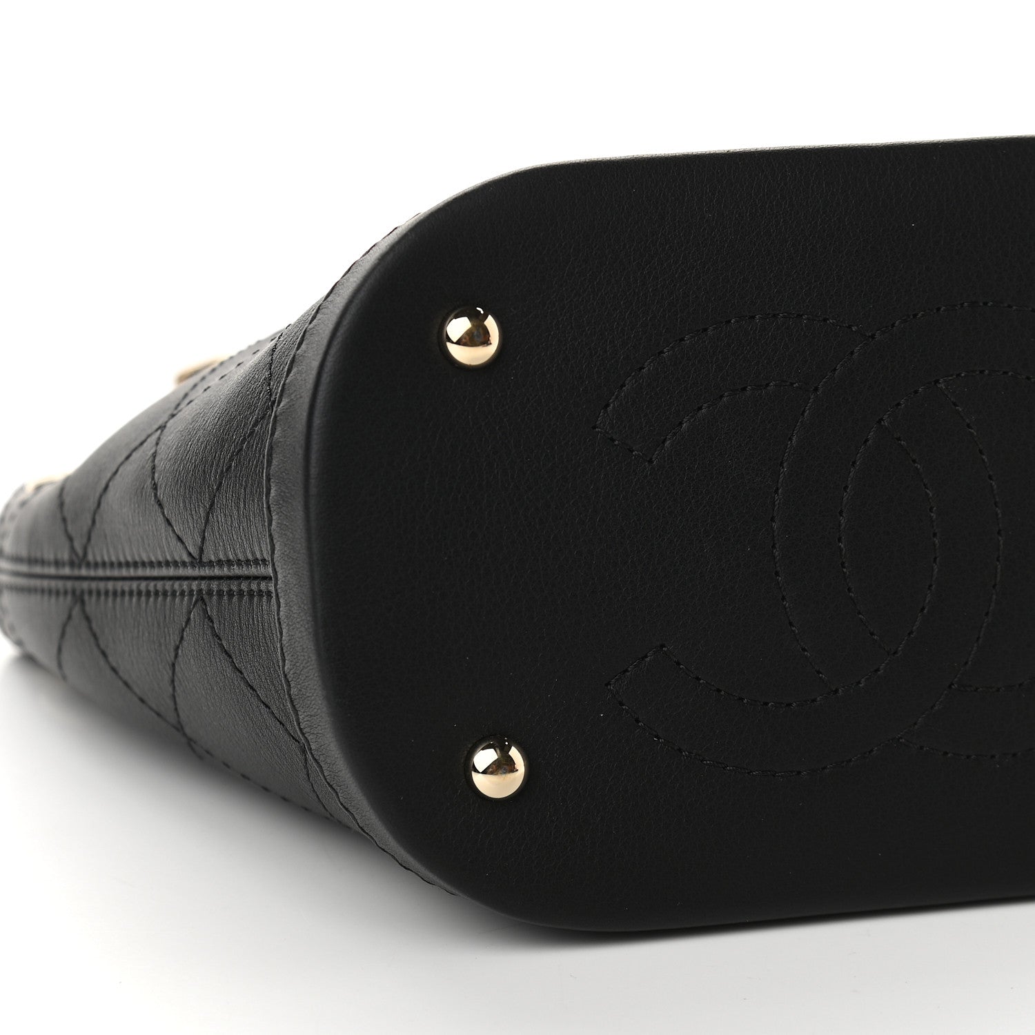 Chanel Calfskin Stitched Chain Bucket Bag Black 8 of 9