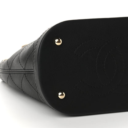 Chanel Calfskin Stitched Chain Bucket Bag Black 8 of 9