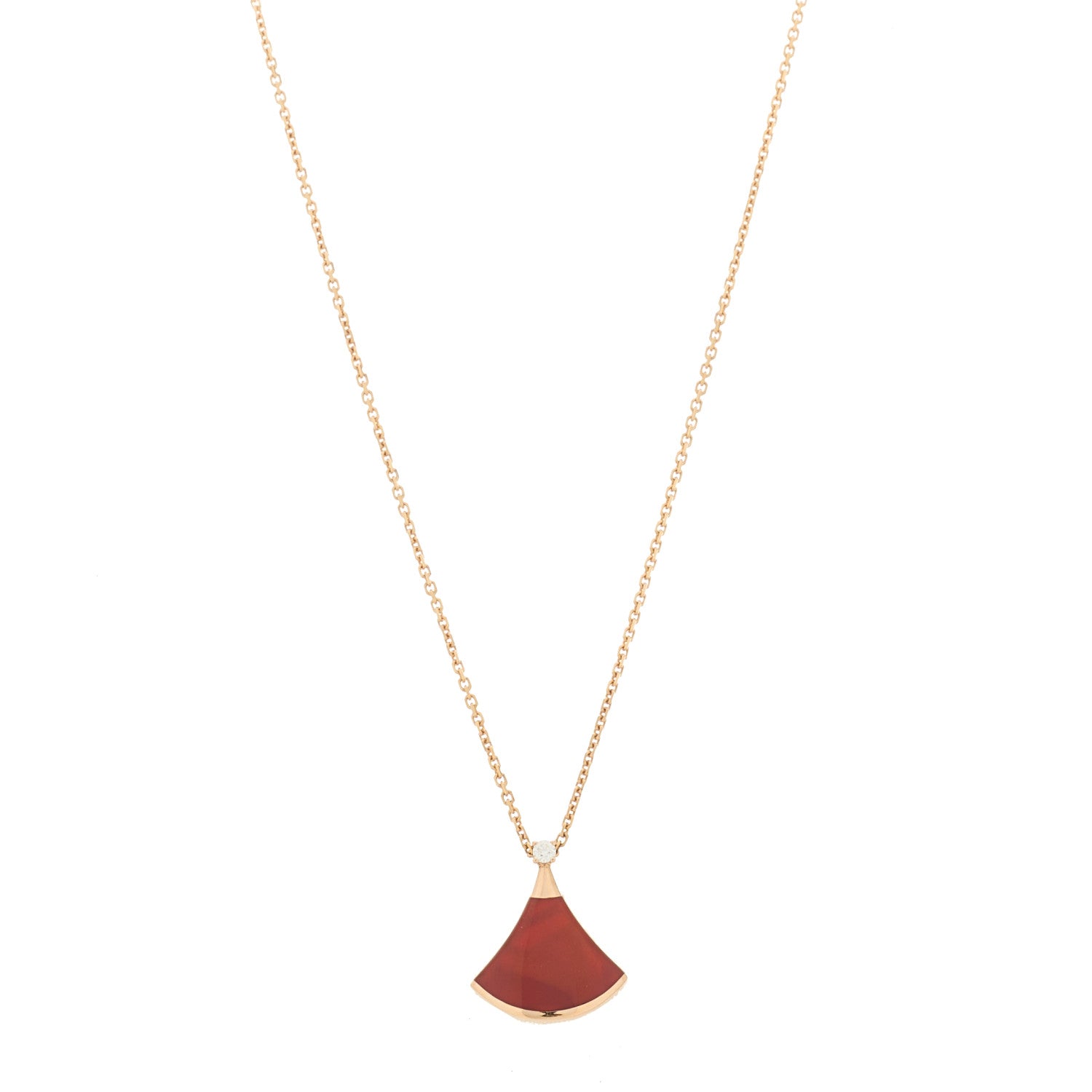 Bulgari 18K Rose Gold Diamond Carnelian Divas' Dream Pendant Necklace 1 of 6
