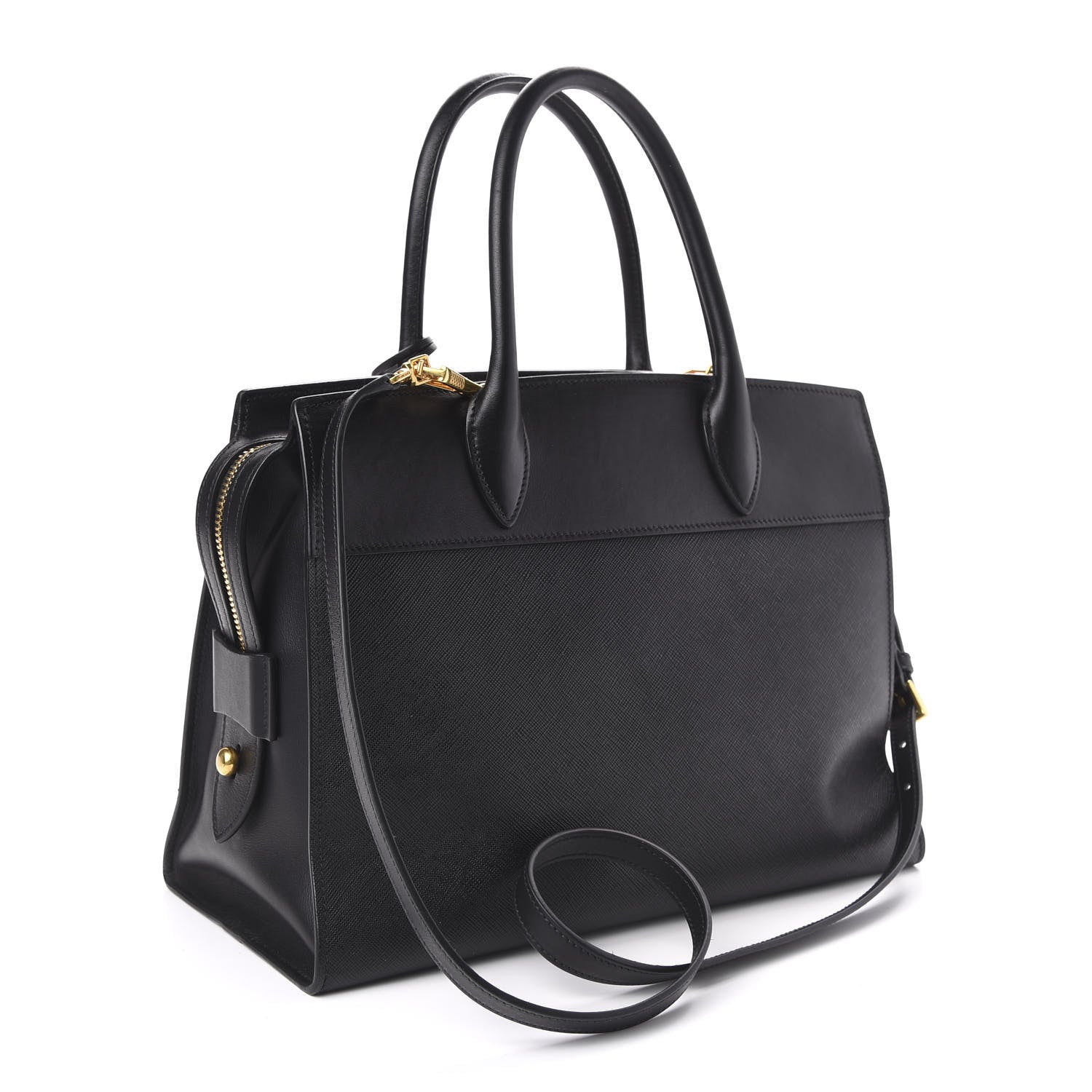 Prada Saffiano City Calfskin Medium Esplanade Tote Black 3 of 9
